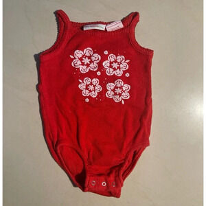 Red Floral Onesie For Girls